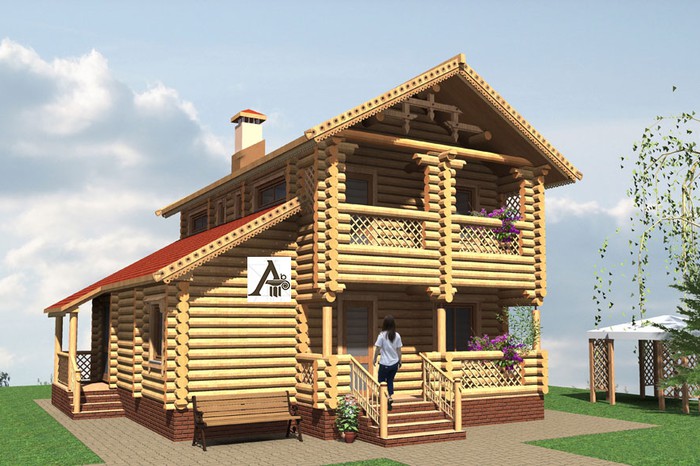 Деревянный дом с мансардой